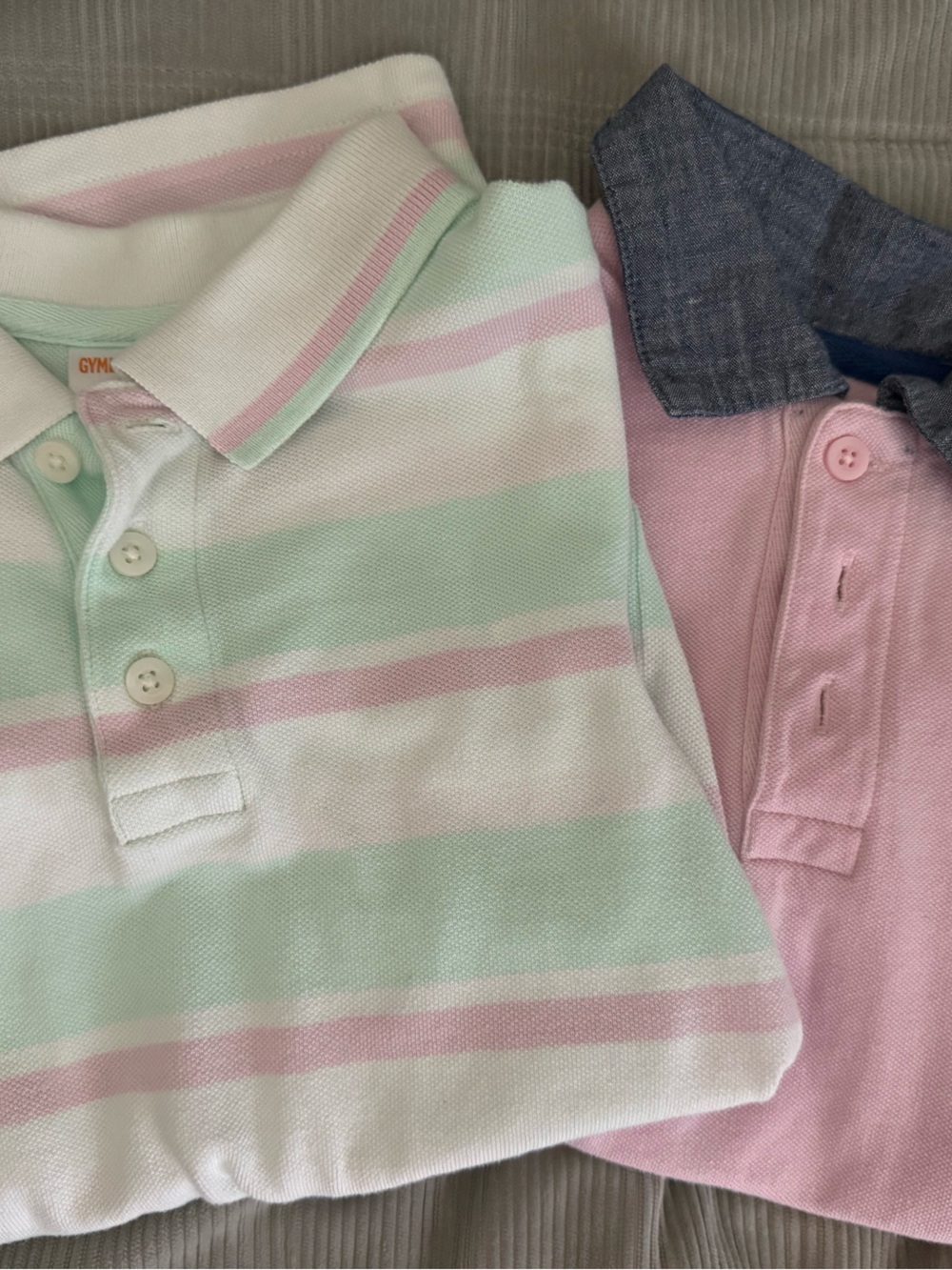 Gymboree Mint Green & Pink Striped Polo - Twin Pack Look